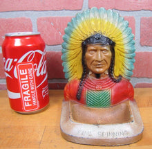 Load image into Gallery viewer, BERKSHIRE ( HATHAWAY ) Fine Spinning Assoc Old Ad INDIAN CHIEF Doorstop Tray Statue
