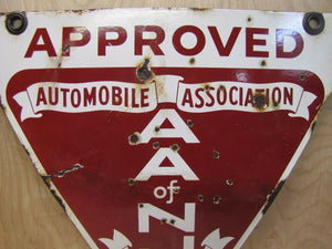 AUTOMOBILE ASSOCIATION OF NEW JERSEY Original Old Porcelain Sign Double Sided AA NJ