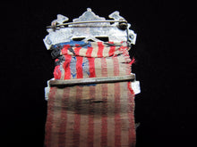 Load image into Gallery viewer, DAUGHTERS OF AMERICA D of A Antique Enamel Medallion Flag Ribbon Bible Pinback
