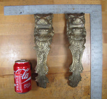 Load image into Gallery viewer, LIONS HEADS 2 Old Cast Brass Figural Architectural Hardware Elements Thick Solid
