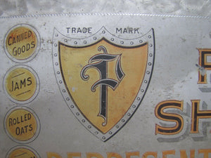 RED SHIELD REPRESENTS PURITY JAS G POWERS & Co NY Antique Grocery Store Ad Sign