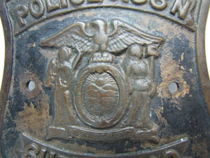 Old Bronze POLICE ASSN SUFFOLK Co NY Plaque Sign retired ornate high relief bdge