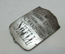Load image into Gallery viewer, 1930s CITY OIL BOWLING LEAGUE CHAMPIONS SHELL Badge Nameplate Sign Award Trophy
