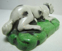 Load image into Gallery viewer, RECUMBENT DOG Decorative Art Statue Figurine lying resting black white dog
