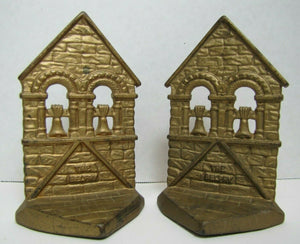 The BELFRY c1928 Cast Iron Old Figural Decorative Art Statue Bookends