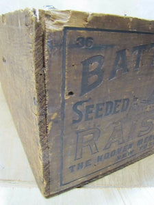 BATTLESHIP RAISINS Antique Wooden Crate Box fabulous design Hooven Merch Co NY