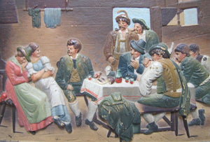 B&H BRADLEY HUBBARD Antique TAVERN PUB Scene Hand Painted Decorative Arts Plaque