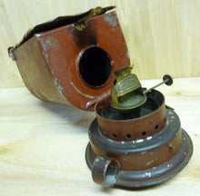 Load image into Gallery viewer, Antique Tin Oil Lamp Red Lense Cover Miller Simplex Burner Darkroom Photography
