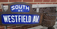 Load image into Gallery viewer, WESTFIELD AVE &amp; SOUTH AVE Antique Historic New Jersey Circle Street Road Ad Sign
