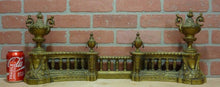 Load image into Gallery viewer, Antique Brass Fireplace Fender beautiful patina ornate 3 pc design adj 28&quot;-46&quot;
