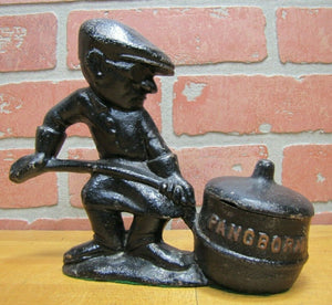 Antique Cast Iron PANGBORN Foundry Worker Doorstop Decorative Art Statue