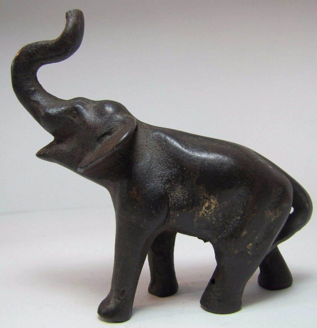 Antique Cast Iron Elephant desk shelf art paperweight nicely detailed old