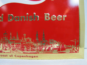 CARLSBERG IMPORTED DANISH BEER Orig Old Liquor Store Bar Ad Display Sign USA