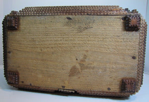 Tramp Art ZUM ANDENKEN IN MEMORIUM Ornately Decorated Antique Box Folk Artwork