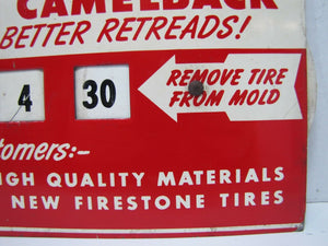 1940s FIRESTONE TIRES Advertising Sign Gas Station Repair Shop Retread Mold