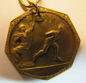 1930 BROOKLYN ICE PALACE Gold Filled ICE SKATING Orig Medallion DIEGES CLUST NY