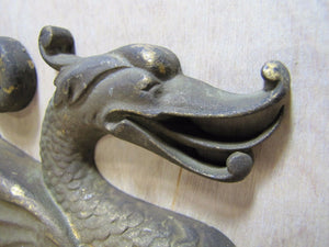 Antique Dragon Serpent Monster Brass Decorative Art Ornate Hardware Element