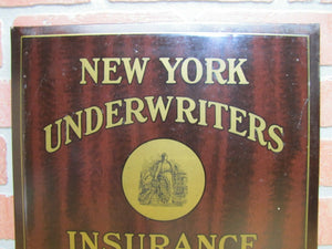 NEW YORK UNDERWRITERS INSURANCE COMPANY Antique Sign American Art Works Ohio