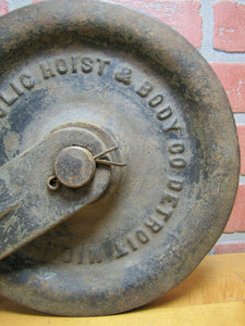 WOOD HYDRAULIC HOIST & BODY Co DETROIT MICH Old Cast Iron Tackle Pulley Tool