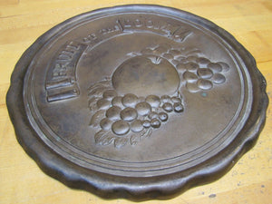 FRUIT OF THE LOOM Old Lg Embossed Brass Bronze Plaque Sign Underwear Advertising