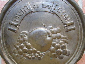FRUIT OF THE LOOM Old Lg Embossed Brass Bronze Plaque Sign Underwear Advertising