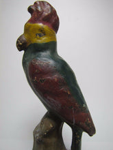Load image into Gallery viewer, Antique Cast Iron Parrot Doorstop fabulous art statue old paint bird door stop
