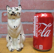 Load image into Gallery viewer, CJO JUDD CAT Orig Old Cast Iron Doorstop Decorative Art Statue White Green Eyes
