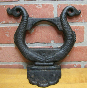 Antique Double Fish Cast Iron Figural BootScraper BootJack Decorative Art Statue