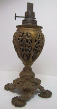 Load image into Gallery viewer, Victorian Miller Oil Lamp Scary Faces Cast Metal Gold Ornate Antique Light USA
