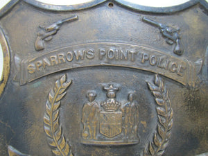 1940s SPARROWS POINT POLICE PISTOL TOURNAMENT Bronze Plaque Sign High Relief