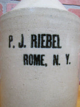 Load image into Gallery viewer, PJ RIEBEL ROME NY Old Advertising Stoneware Pottery Jug Crock Liquor Whiskey
