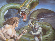 Load image into Gallery viewer, Orig 1980s CompuServe ADVENTURE Video Game Promo Poster artwrk Gray Morrow SciFi
