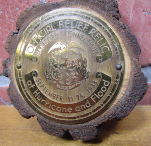 1938 OFFICIAL RELIEF RELIC of HURRICANE and FLOOD Hartford Connectict Sept 21-24