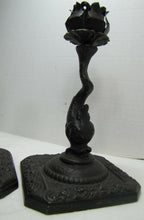 Load image into Gallery viewer, KOI DRAGON FISH Pair Old Cast Iron Figural Decorative Art CandleSticks Holders
