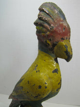 Load image into Gallery viewer, Antique Cast Iron Parrot Doorstop old paint bird door stopper large heavy ornate
