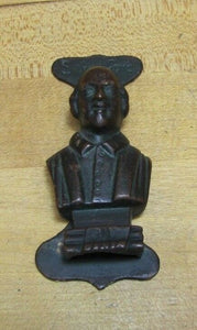 Stratford William Shakespeare Bust Old Bronze Brass Small Interior Door Knocker