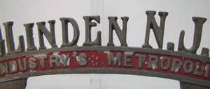 Old LINDEN NJ -Industry's Metropolis- Figural License Plate Topper New Jersey