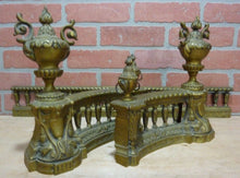 Load image into Gallery viewer, Antique Brass Fireplace Fender beautiful patina ornate 3 pc design adj 28&quot;-46&quot;
