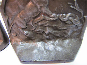 1920s TIGER & SNAKE CONNECTICUT FOUNDRY Art Deco Era Cast Iron Decorative Arts Bookends