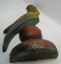 Load image into Gallery viewer, Antique Cast Iron Parrot Doorstop old paint bird door stopper large heavy ornate
