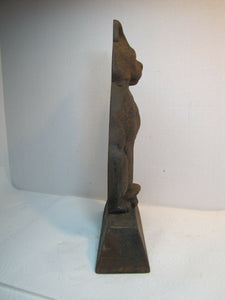 Antique Cast Iron Black Cat Doorstop large heavy old ornate details scary stare