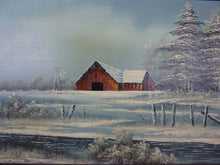 Load image into Gallery viewer, Everett Woodson Oil on Canvas Barn Scene Lrg Framed Decorative Art Painting
