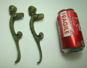Antique Pair Figural Head Handle Pull Brass Architectural Hardware Elements