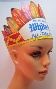 Orig WHITE CASTLE All-Beef HAMBURGERS Advertising Hat Feather Headdress NOS