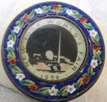 Load image into Gallery viewer, 1939 NEW YORK WORLDS FAIR MICRO MOSAIC Souvenir Pin ITALY NYWF Ornate Rare HTF
