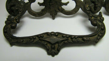 Load image into Gallery viewer, HORNED DEVIL HEADS Pair 19c Victorian Pull Bronze Brass Architectural Hardware
