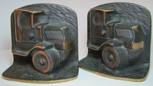 Load image into Gallery viewer, Old MACK TRUCK Bookends Bronze Brass High Relief Decorative Art Statue
