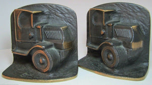 Old MACK TRUCK Bookends Bronze Brass High Relief Decorative Art Statue