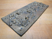 Load image into Gallery viewer, Antique Door Push Plate Ornate high relief Flowers Vines Scrollwork thin Brass
