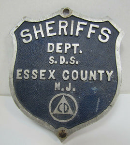 CD CIVIL DEFENSE SHERRIFS DEPT ESSEX COUNTY NJ Old Car Plate Topper Badge Sign